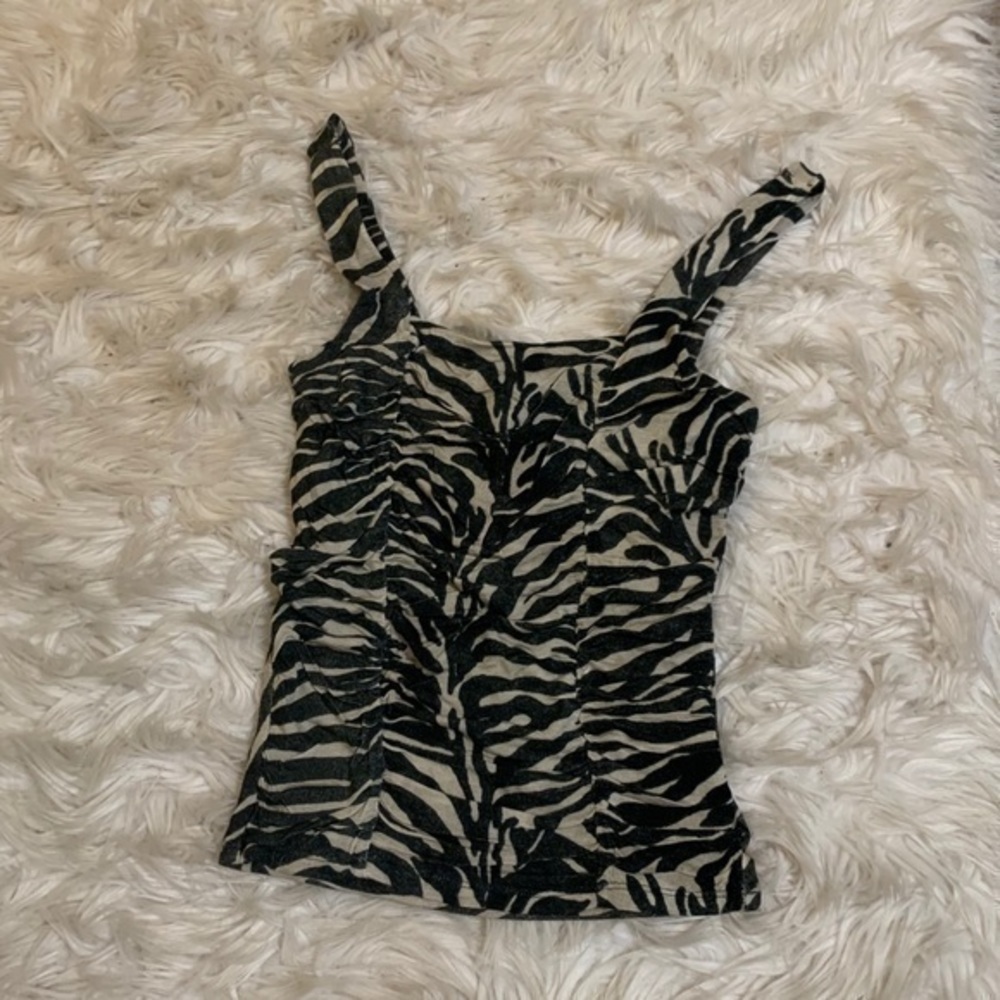 Express Zebra Print Ruched‎ Front Tank Small - Picture 8 of 8